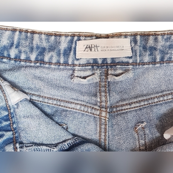 Zara High Waist Jean Mom Shorts Cutoffs Womens Size 6 - Picture 6 of 11